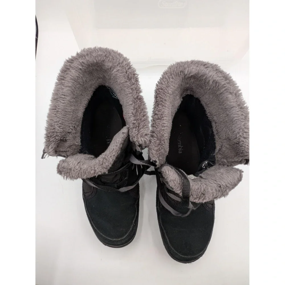 Columbia Winter Snow Boots Womens Size 9 Black Faux Fur Omni-Heat Insulated